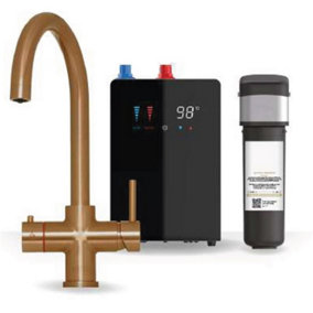 Premium Brushed Copper 4 In 1 Swan Tap with Digital Tank and Water Filter