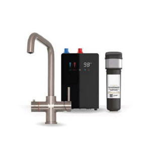 Premium Brushed Nickel 3 In 1 Square Tap with Digital Tank and Water Filter