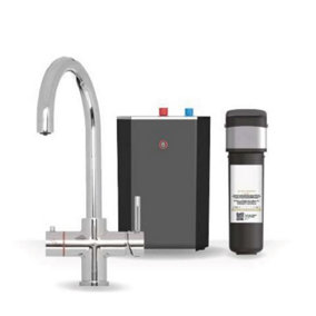 Premium Brushed Nickel 3 In 1 Swan Tap With Standard Tank and Water Filter