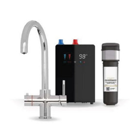 Premium Brushed Nickel 4 In 1 Swan Tap with Digital Tank and Water Filter