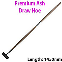 PREMIUM Carbon Steel 1450mm Draw Hoe Garden Ground Plant Weed Dig Crops Tool