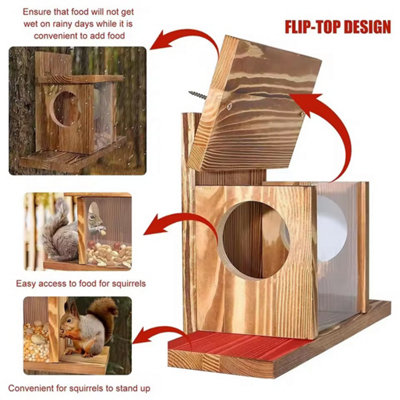 Premium Carbonized Wood Squirrel Feeder - Weatherproof Outdoor Station ...