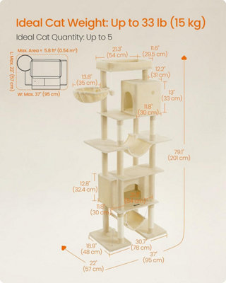 Premium Cat Activity Complex, Spacious Multi-Level Design with Safety ...