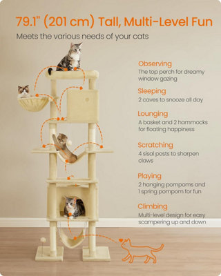 Premium Cat Activity Complex, Spacious Multi-Level Design with Safety ...