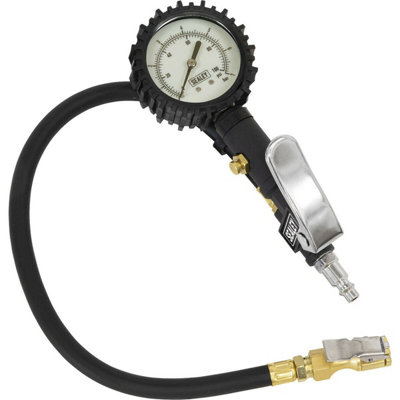 Premium Clip-On Tyre Inflator with Glow in the Dark Gauge and 0.5m Hose