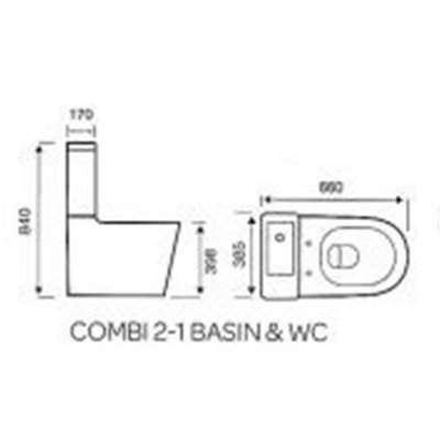 Premium CLOSED BACK - COMBO - Toilet Set + RIGHT HAND BASIN (CITY COMBI) - Rimless Pan - Cistern - Soft Close Seat - 3