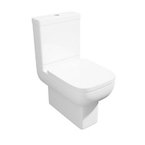 Premium CLOSED BACK Toilet Set (Madrid) - Rimless Pan - Cistern - Soft Close Seat - Includes Chrome Flush Button