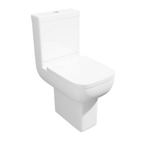 Premium COMFORT HEIGHT Toilet Set (Madrid) - Rimless Pan - Cistern - Soft Close Seat - Includes Chrome Flush Button