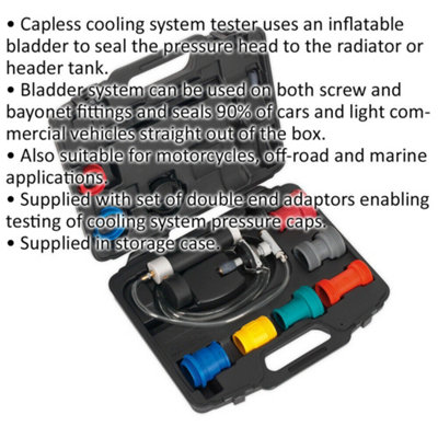 Premium Cooling System & Cap Testing Kit with Inflatable Bladder and Storage Case