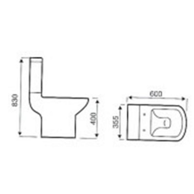Premium CORNER OPEN BACK Toilet Set (Nantes) - Rimless Pan - Cistern - Soft Close Seat - Includes Chrome Flush Button