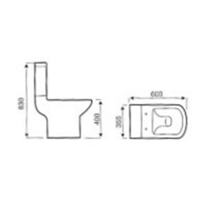 Premium CORNER OPEN BACK Toilet Set (Rome) - Rimless Pan - Cistern - Soft Close Seat - Includes Chrome Flush Button - 5