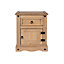 Premium Corona, 1 door, 1 drawer bedside cabinet, antique waxed pine