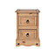Premium Corona, 2 drawer petite bedside cabinet, antique waxed pine