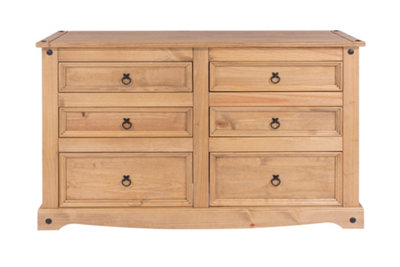 Premium Corona, 3+3 drawer wide chest, antique waxed pine