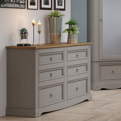 Premium Corona, Grey, 3+3 drawer wide chest of drawers