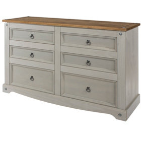 Premium Corona, Grey, 3+3 drawer wide chest