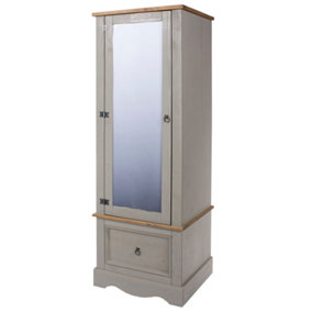 Premium Corona Grey, armoire with mirrored door and drawer.