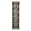 Premium  Corona Grey tall narrow bookcase, grey wax & antique wax top