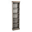 Premium  Corona Grey tall narrow bookcase, grey wax & antique wax top