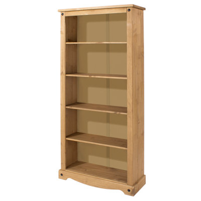 Premium  Corona tall bookcase, antique waxed pine