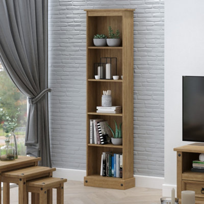 Tall slim deals pine bookcase