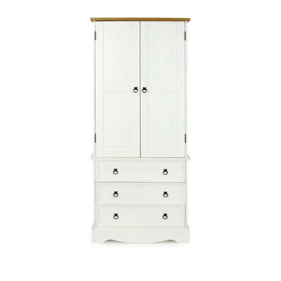 Premium Corona White, 2 door, 3 drawer wardrobe