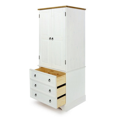 Premium Corona White, 2 door, 3 drawer wardrobe