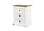 Premium Corona White, 3 drawer bedside cabinet, White & antique waxed pine
