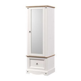 Premium Corona White, armoire with mirrored door and drawer