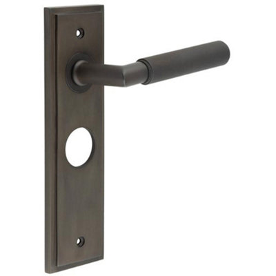 Premium Dark Bronze Bathroom Door Handle with Backplate - Solid Brass Interior Handle