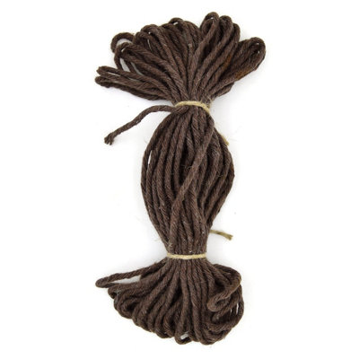 Premium Dark Brown Macrame Cord Twine, 10 m / 32 ft of 3 mm Thick Natural Cotton Thread Yarn Macrame Rope for DIY Crafts (Hank)