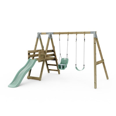Premium Double Swing with Deck - Flex and Baby Mint Green