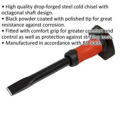 Premium Drop Forged Steel Cold Chisel with Safety Grip - 25mm x 300mm ...