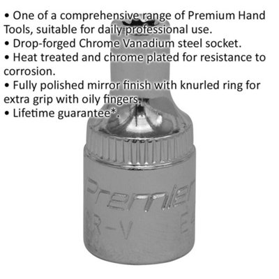 Premium E4 TRX Star Socket Bit - 1/4" Square Drive with Knurled Grip