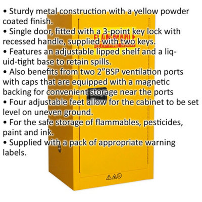 Premium Flammable Substance Storage Cabinet - Secure 3-Point Lock ...