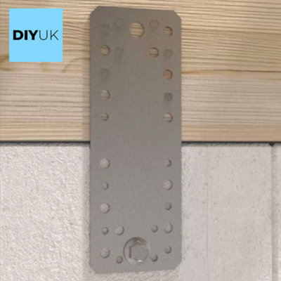 Premium Flat Bracket Size: 200mm x 35mm x 2.5mm ( Pack of: 10 ) Galvanised Steel Joining Plate Brackets for Timber Fence