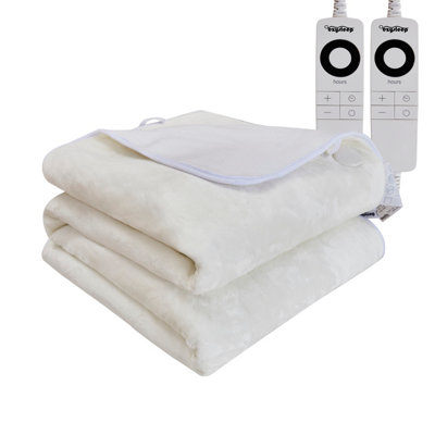 Premium Fleece Top Dual Control Heated Electric Blanket DIY at B Q