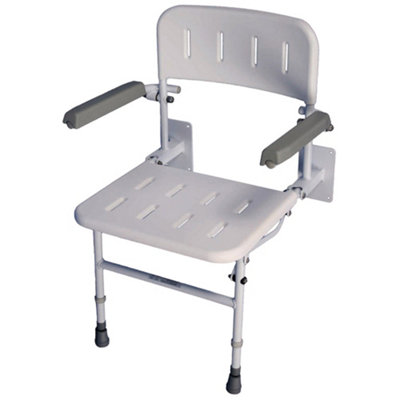 Premium Fold Away Shower Seat with Arms - Rust-Free Aluminium