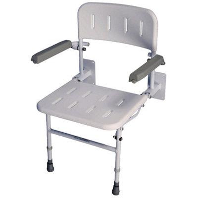 Premium Fold Away Shower Seat with Arms - Rust-Free Aluminium