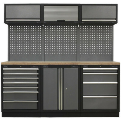 Premium Garage Storage System with Pressed Wood Worktop - 2040mm x ...
