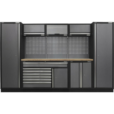 Premium Garage Storage System with Pressed Wood Worktop - 3240mm x 2000mm