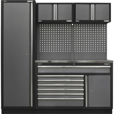 Premium Garage Storage System with Stainless Steel Work Surface - 1960mm x 460mm x 2000mm
