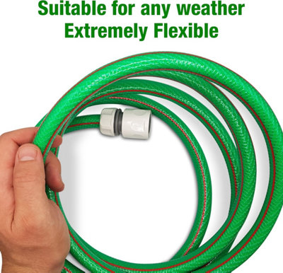 Premium Garden Hose with 2 Hose Connectors- Flexible Hose for All Seasons Use-6-Layer PVC Hose with Reinforcement -3m Pressure Hos - 6