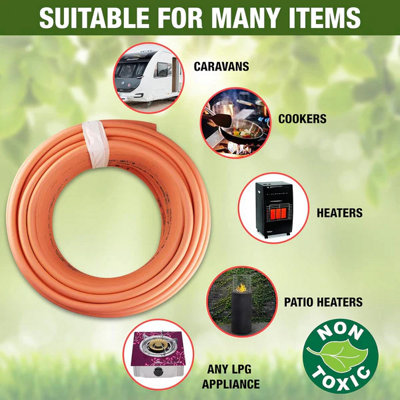 Premium Gas Pipe Hose with 2 Hose Clips -4m Hose for Propane Durable 8mm High Pressure Gas Hose for Caravan Camping BBQ