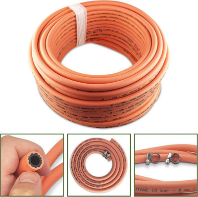 Premium Gas Pipe Hose with 2 Hose Clips -4m Hose for Propane Durable 8mm High Pressure Gas Hose for Caravan Camping BBQ - 3