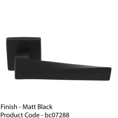 Premium Geomteric Door Handle Set - Matt Black Angled Lever On Square Rose