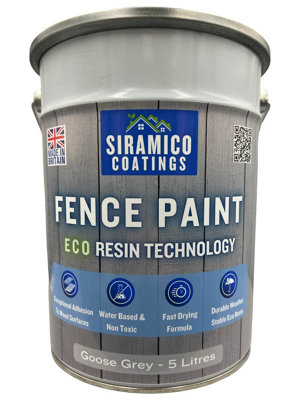 Premium Goose Grey Fence Paint - 5 Litres - Waterbased ECO Resin Technology with UV Protection