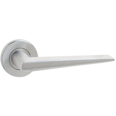 Premium Grade 304 Satin Stainless Steel Door Handle on Rose - Interior Handle