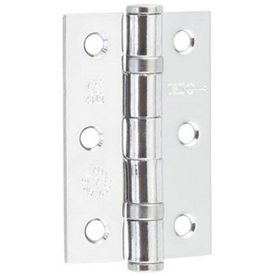 Premium Grade 7 Steel Ball Bearing Hinge - 76x50mm in Polished Chrome Finish - Door Hinges