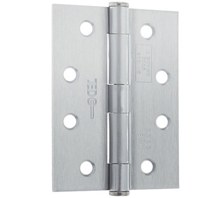 Premium Grade 7 Steel Heavy Duty Button Tip Hinge - Satin Chrome Finish 102x76x2.5mm - Door Hinges